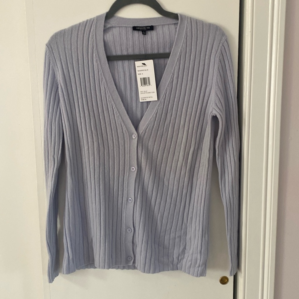 LAFAYETTE 148 New York women’s size small, color whisper blue, cardigan cashmere